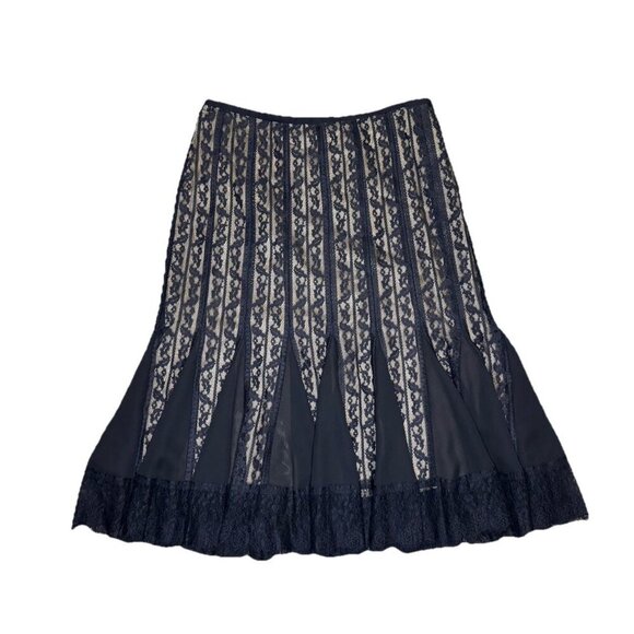ANN TAYLOR LOFT Black Lacey Skirt Mermaid Gadet Gothic Grunge Chic Classic Sz 4 - Picture 1 of 8